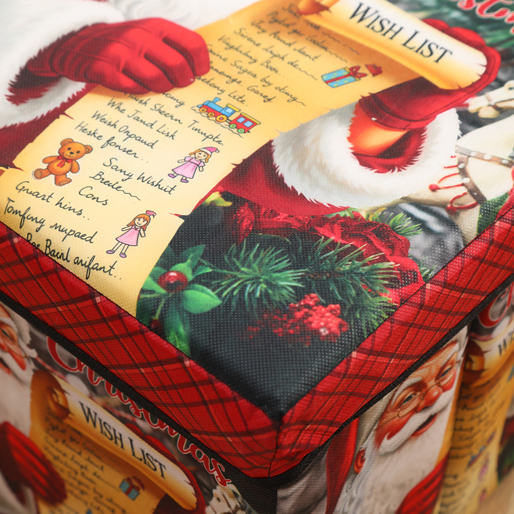 Cross-border Christmas large-capacity storage box, digital printing laminated storage stool, multi-functional covered folding storage stool Specification image