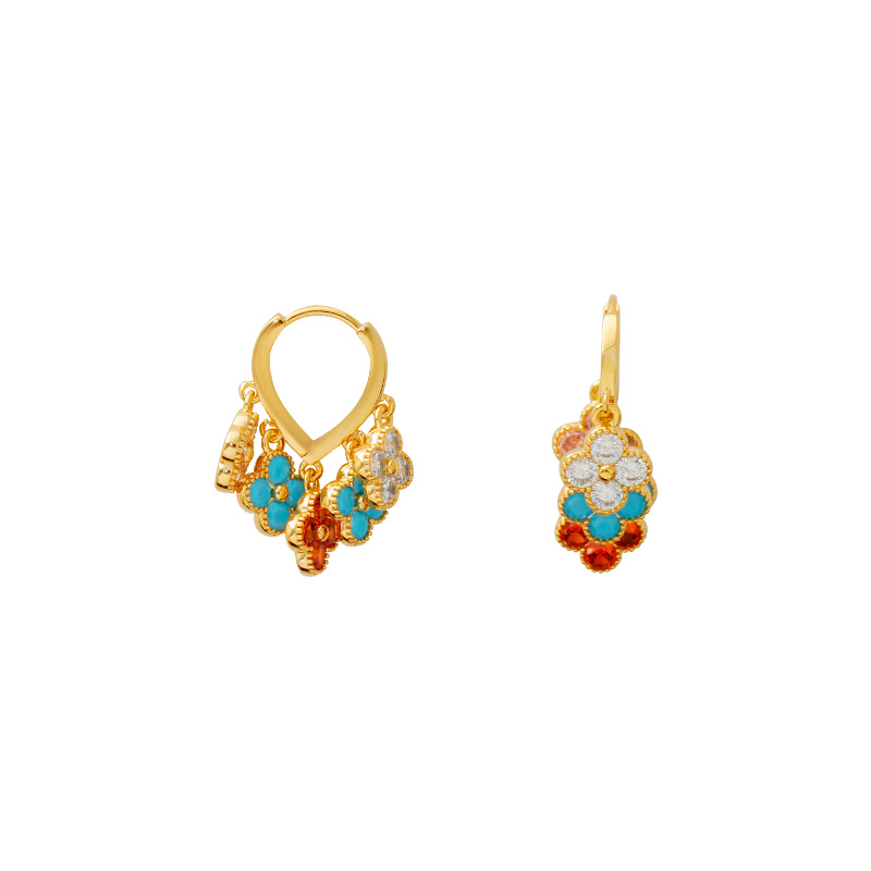 Hyacinth shake sonic boom color de cuatro hojas pendientes hebillas de oído moda exquisita temperamento versátil zirconia earwear ligero lujo sensación de alto nivel Item Picture