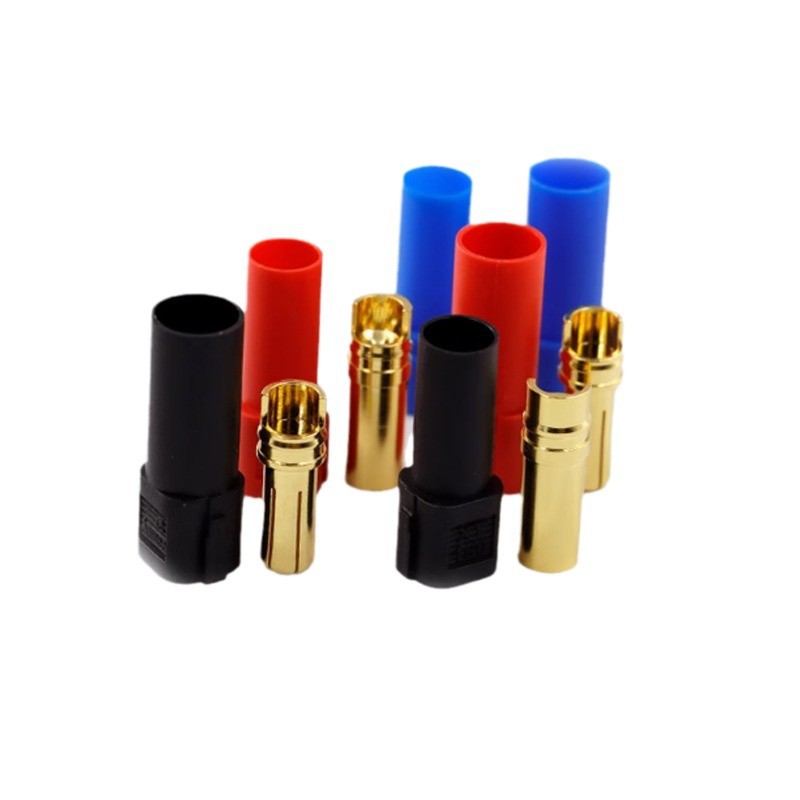 XT150-M/F正品Amass艾迈斯镀金插头120A大电流红黑蓝6mm香蕉头白底实物图