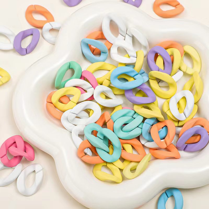 22*30mm acrylic hand feel paint plastic chain jewelry macaron clasp open ring DIY accessory details Picture