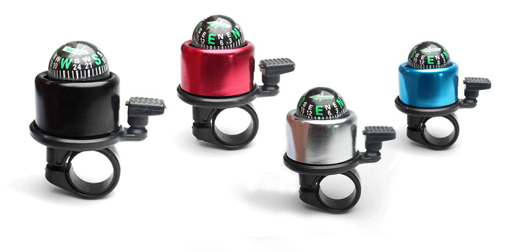 Bicycle bell, mountain bike bell, cycling equipment accessory, bell with compass, aluminum alloy, color, environmentally friendly Application Scenario