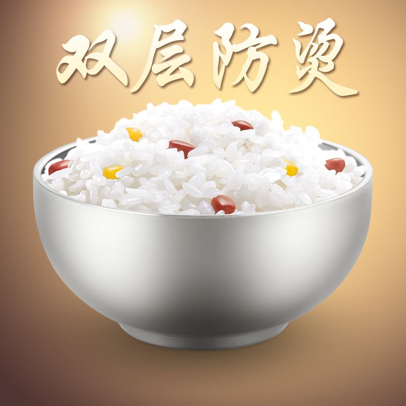 Xiangda welded edge stainless steel thickened bright bowl, double-layer heat-insulating rice bowl, soup bowl, household ramen bowl factory direct sales details Picture