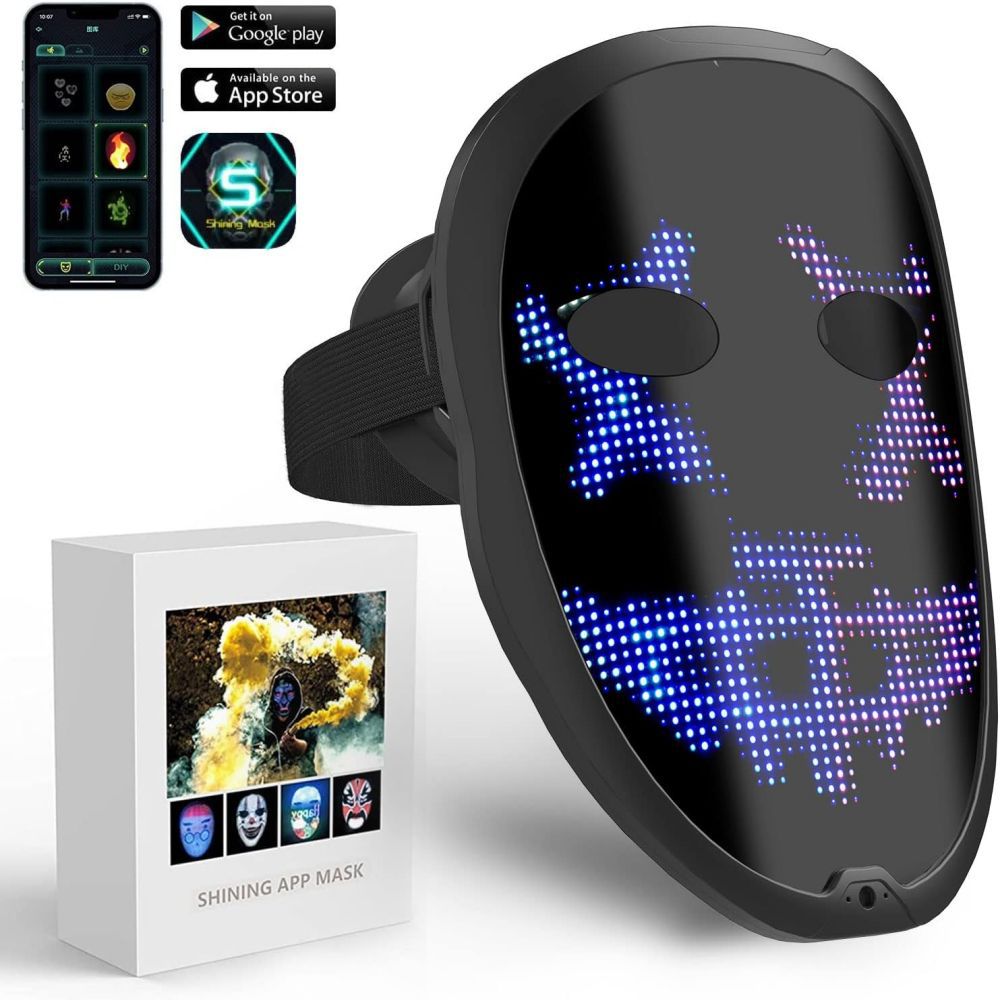 Gesture face-changing mask Bluetooth APP connect LED mask light full-color mask Halloween Party Dance bar Item Picture