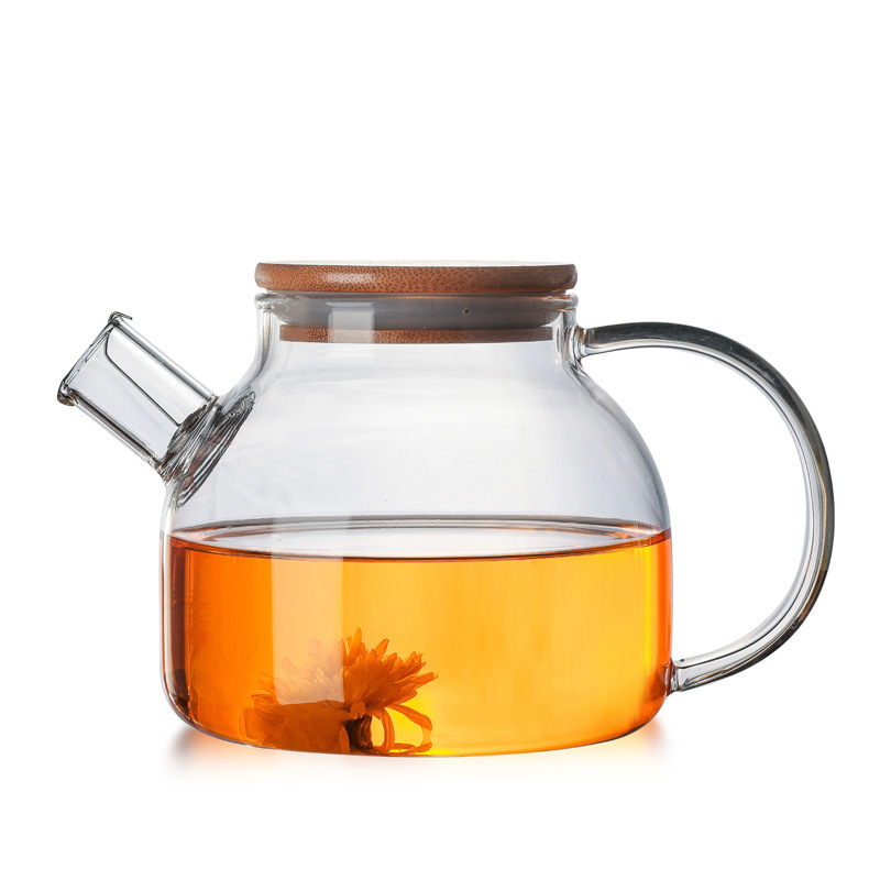 High-temperature resistant teapot, glass teapot, bamboo lid teapot, tea set, Nordic thickened transparent high borosilicate cold water kettle Specification image