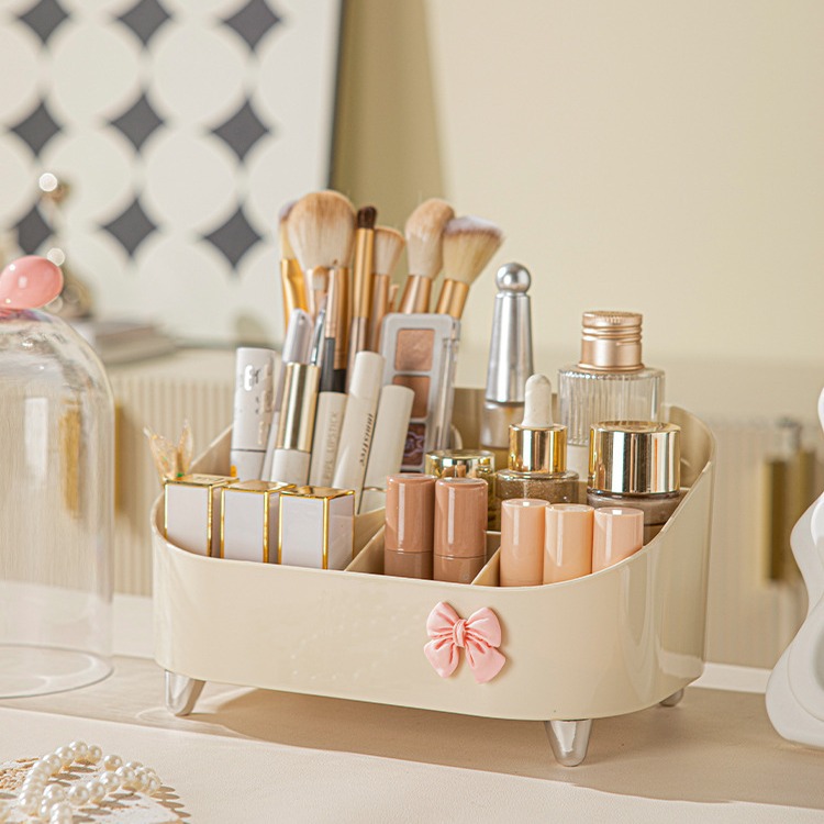 Cosmetic storage box, home dressing table, modern light luxury style, large-capacity skin care product storage, multi-functional compartments details Picture