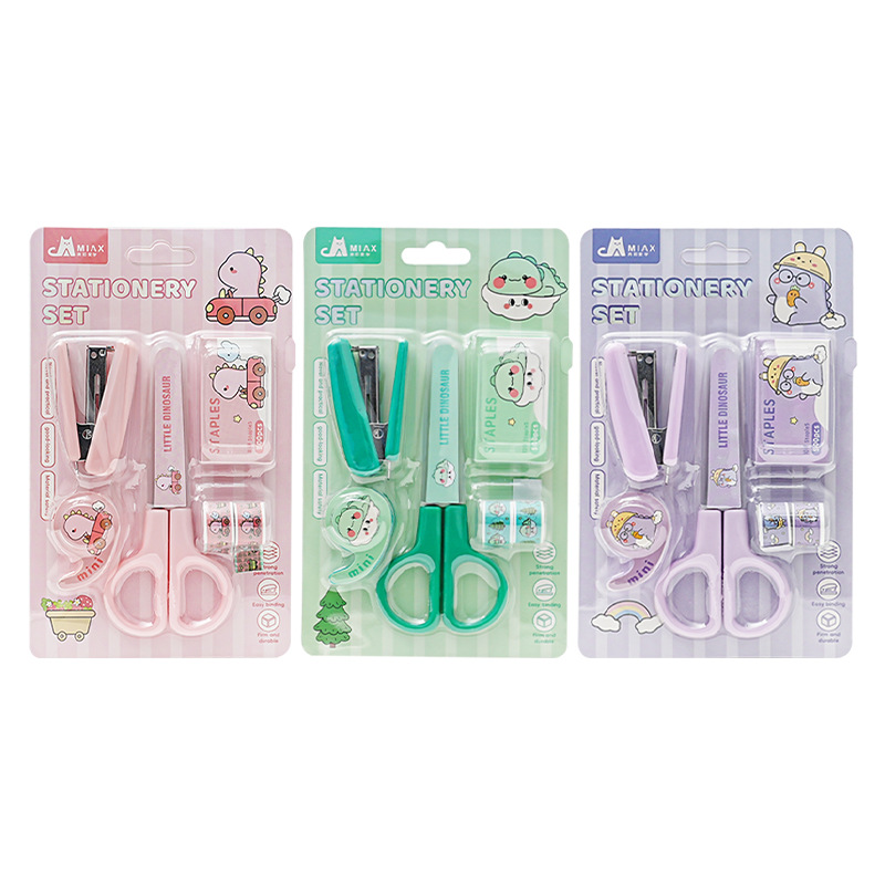 Wholesale of high-appearance-level children's gifts, scissors, little dinosaur stationery sets, school supplies, staplers, and tape sets Item Picture