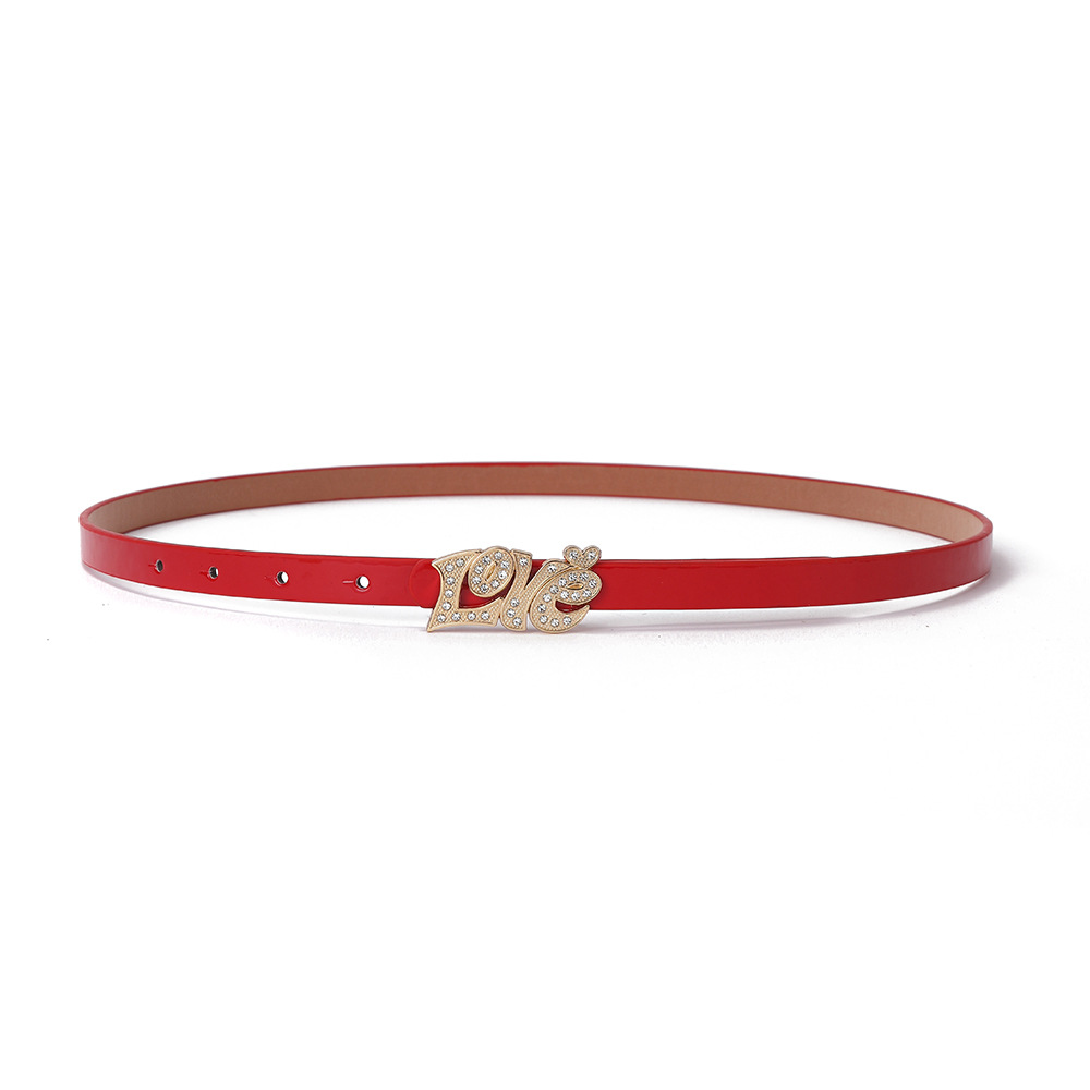 A simple letter-buckle belt for women with diamond-encrusted waist, exuding a sense of sophistication and simplicity. It is a fashionable and versatile dress with a waistband Item Picture