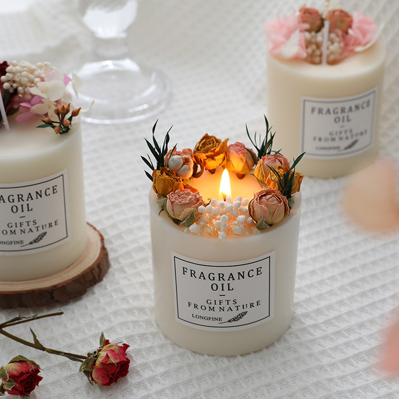 Scented candle gift box, everlasting flower scented candle, floral souvenir, scented scented candle, smokeless soy wax