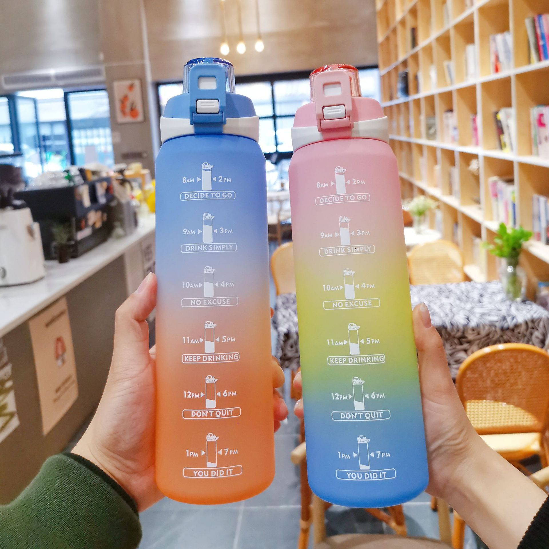 Cross-border high-appearance-level large-capacity frosted portable straw cup, summer inS-style anti-drop gradient plastic water cup Application Scenario