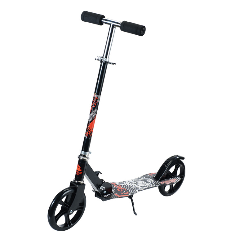 工厂青少年上下班校园代步车可折叠单脚两轮滑行车成人儿童滑板车白底实物图