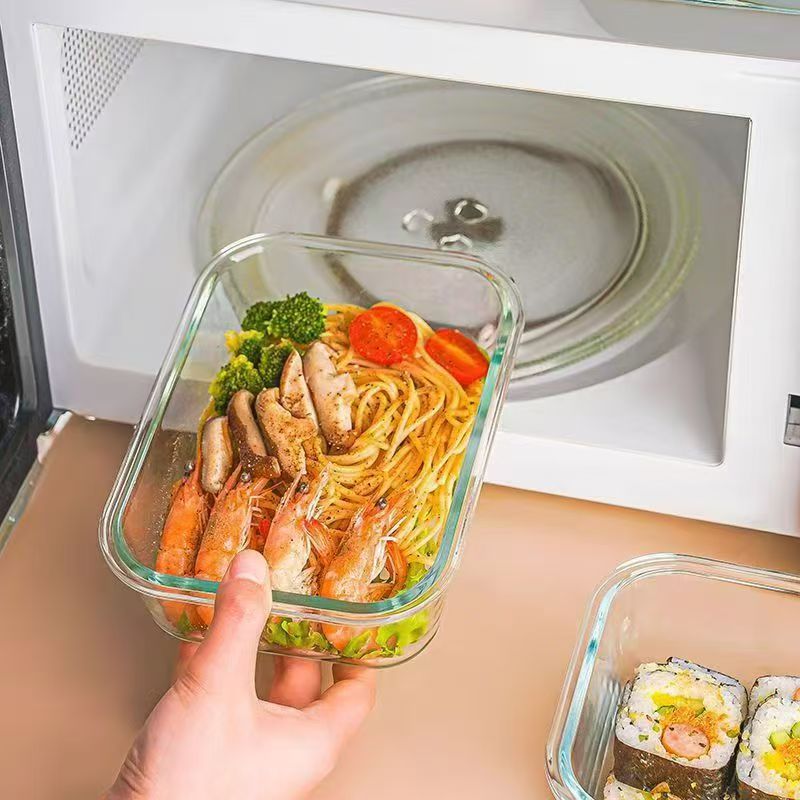 A large-capacity sealed storage set of transparent glass preservation box for grains, tea and wooden seasonings Specification image