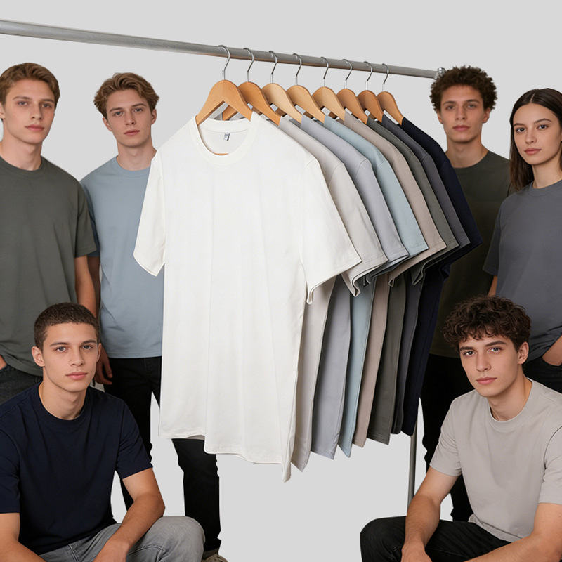 180g Disan cotton shoulder T-shirt top, short sleeve, versatile and slimming, solid color base, simple work clothes for cross-border thumbnail