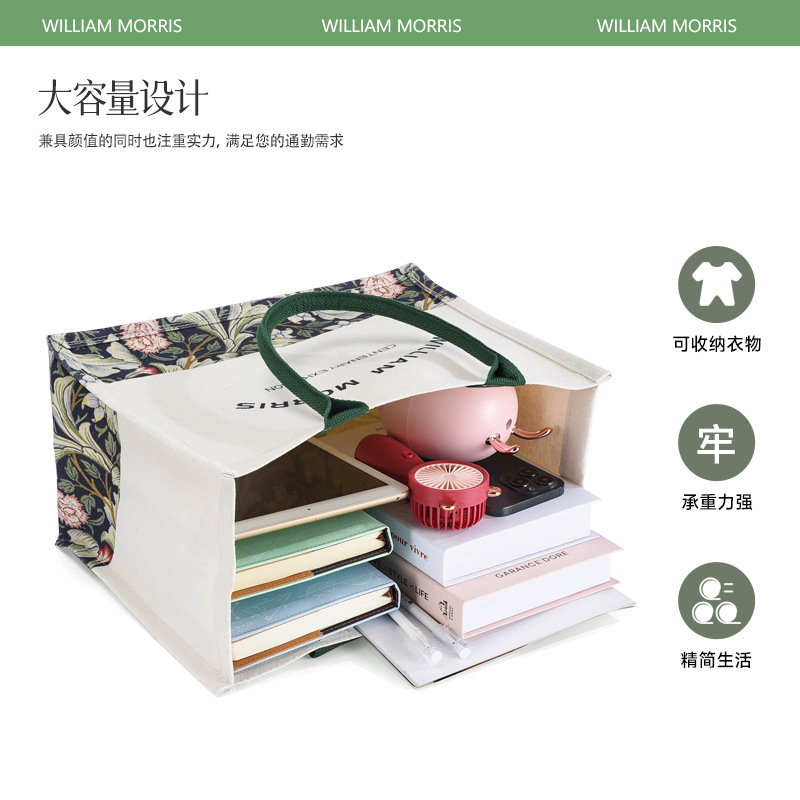 Ribbon canvas bag, custom-made large-capacity summer Morris Tote bag with logo printed canvas tote bag Application Scenario