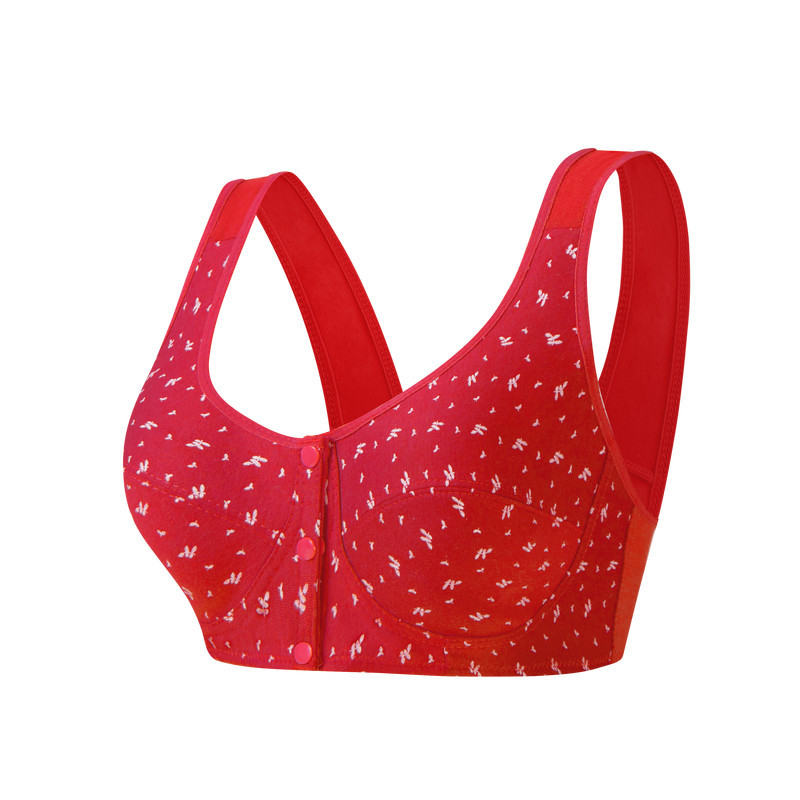 Thin mother's bra for middle-aged and elderly people, front-buttoned vest, large-sized bra without underwire or sponge details Picture