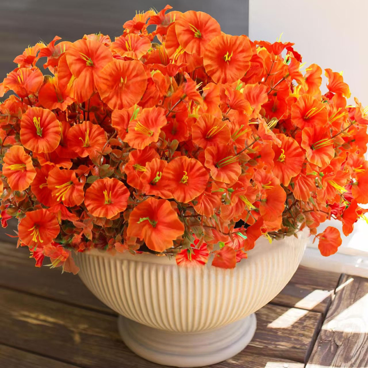 跨境热销 7头尤加利牵牛花把束家居花园户外装饰仿真花假花批发