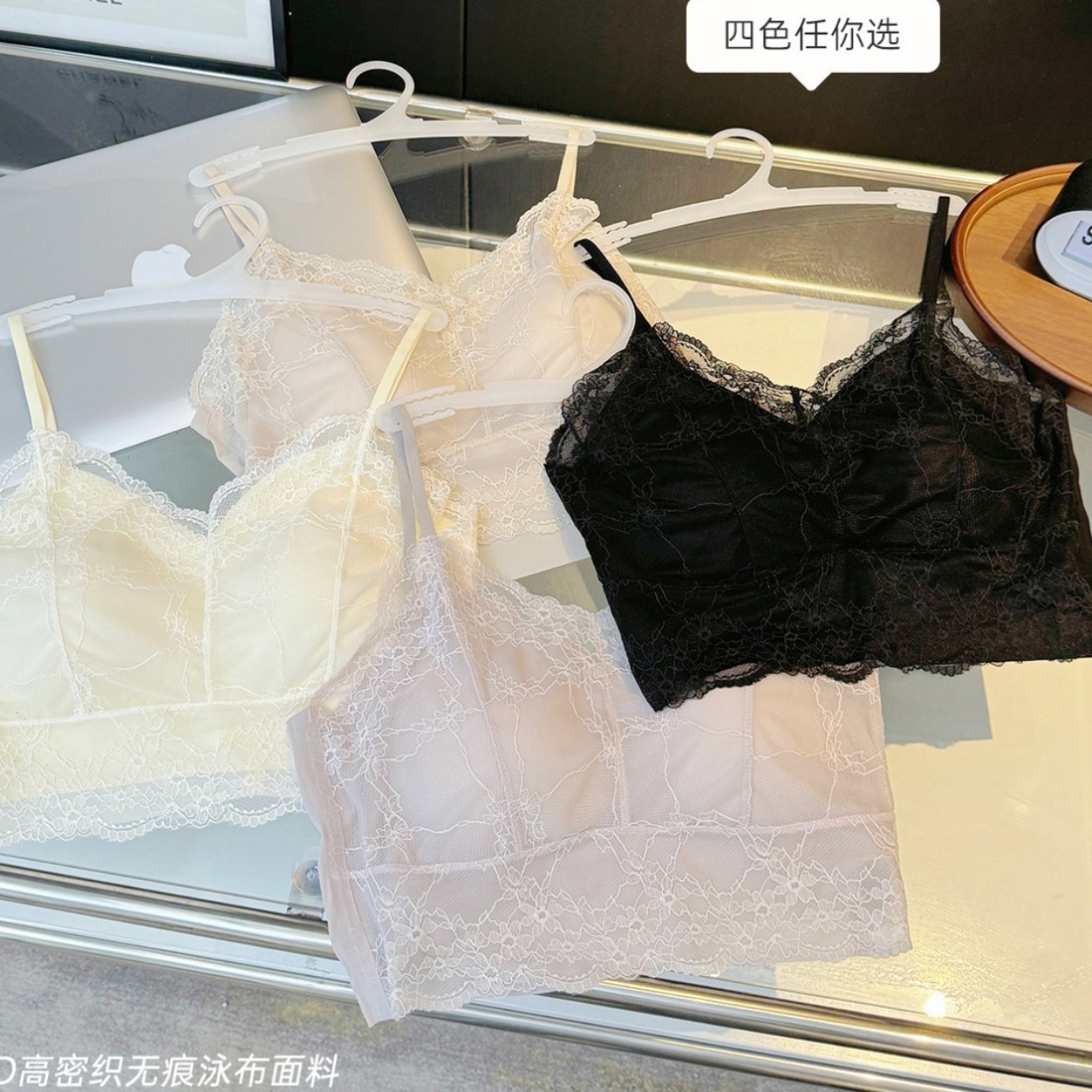 春夏法式泡泡蕾丝细肩带纯欲内衣女短款美背内搭文胸透气外穿2016