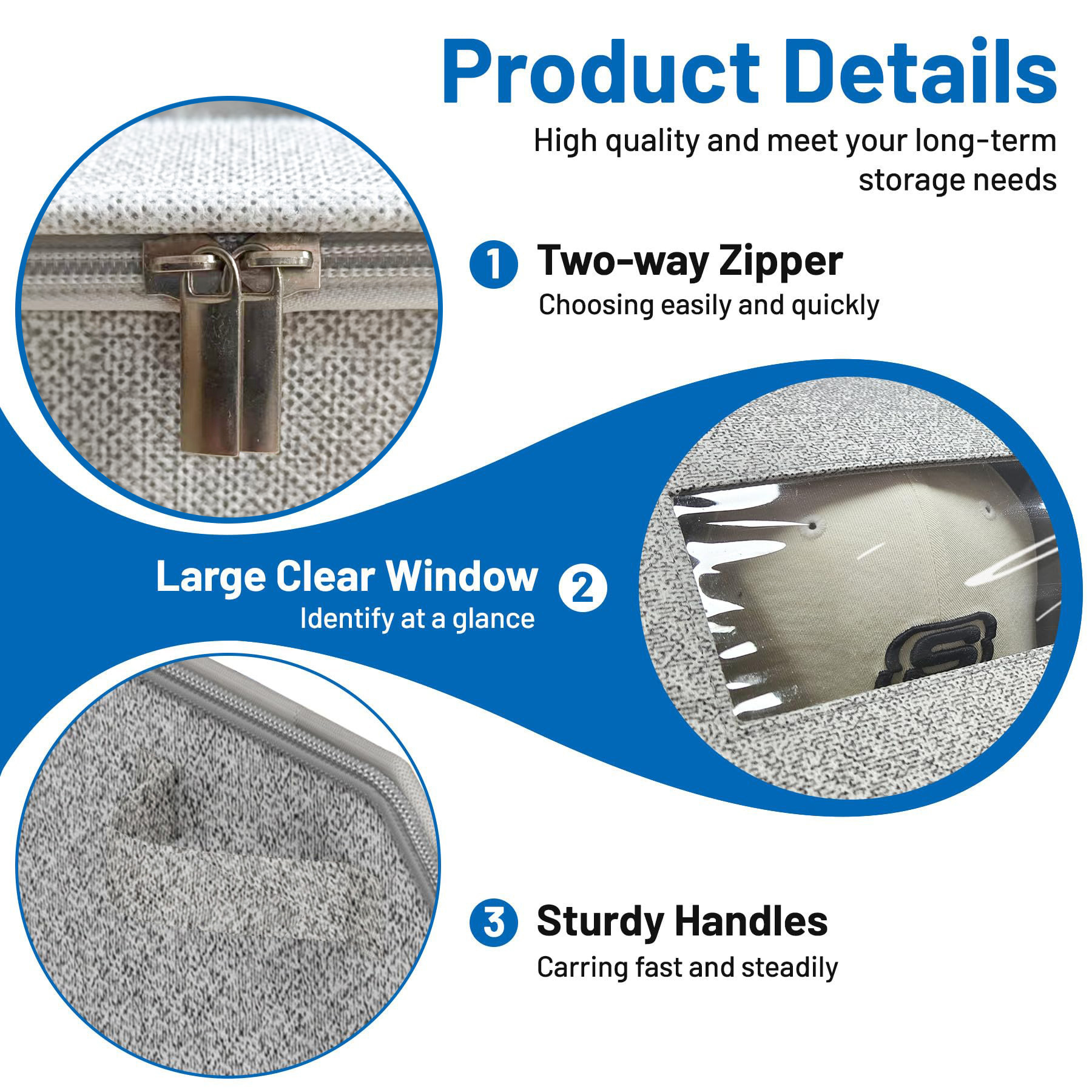 Cross-border zipper hat storage box, foldable dust-proof with window, large-capacity drawer baseball cap storage box Specification image