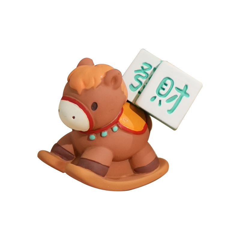New Year's wishes are coming soon. Cartoon magnetic little horse figurines, resin figurines, zodiac horse desktop figurines, small gifts Item Picture