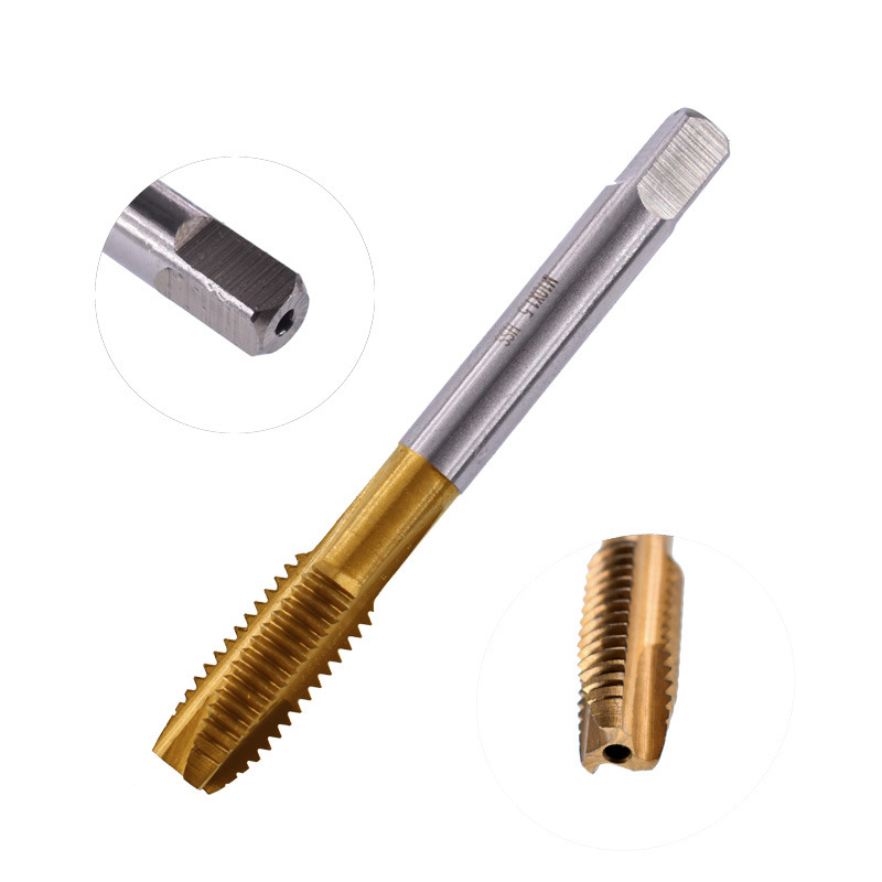 Wholesale of cobalt-containing tip taps, high-speed steel titanium-coated metric coarse thread hand drill and tap sets, taps for straight slot machines details Picture