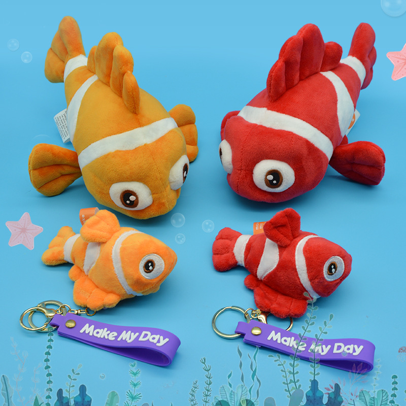 Finding Nemo Red plush toy, Marine animal clownfish doll, short plush toy details Picture