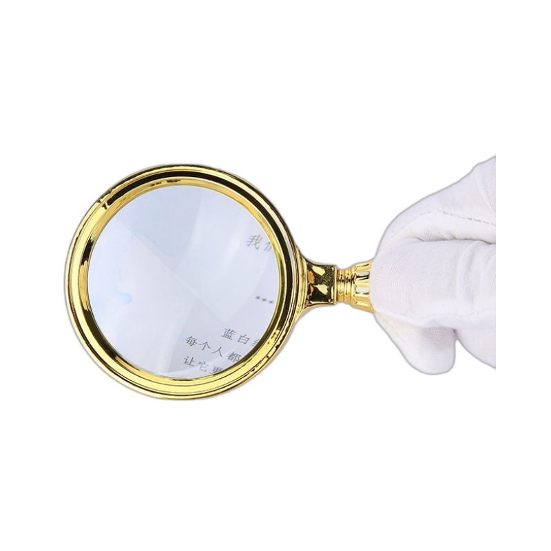 Fashionable new gold-plated flower straight handle magnifying glass, personalized handheld reading glass for the elderly, gift flower handle magnifying glass Item Picture