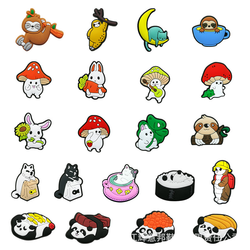 新款洞洞鞋配饰PVC鞋花鞋扣可爱卡通寿司兔子熊猫DIY装饰件鞋花扣