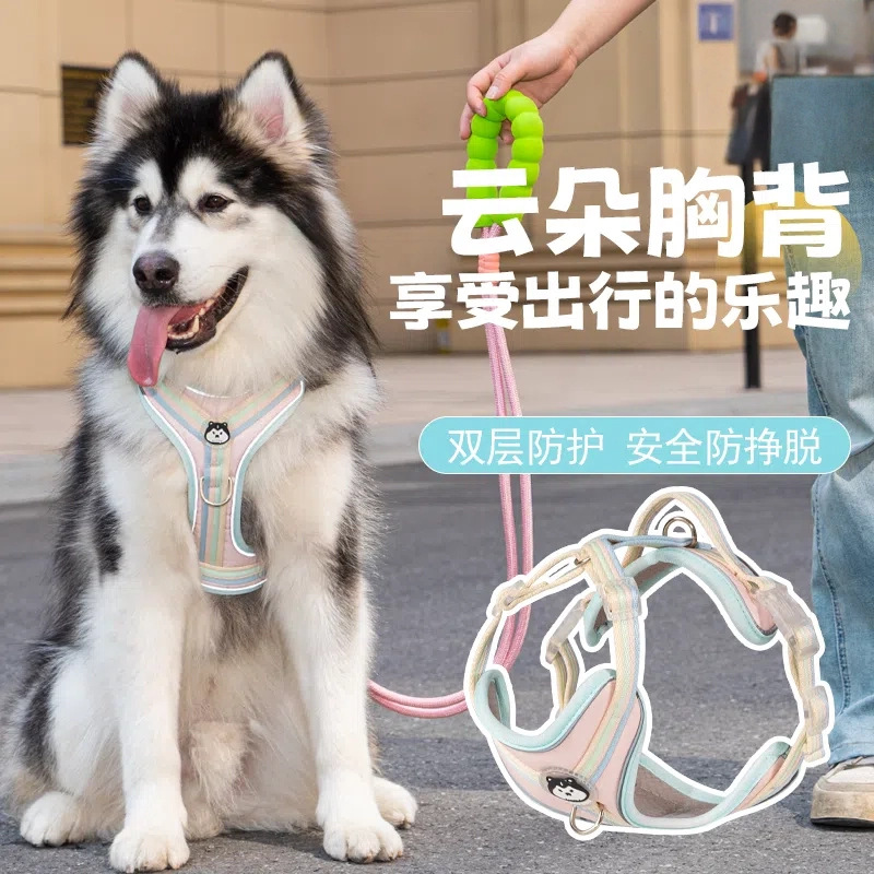戎咖宠物跨境新款宠物胸背带狗狗牵引绳工字型防爆冲狗狗背心遛狗绳狗狗用品