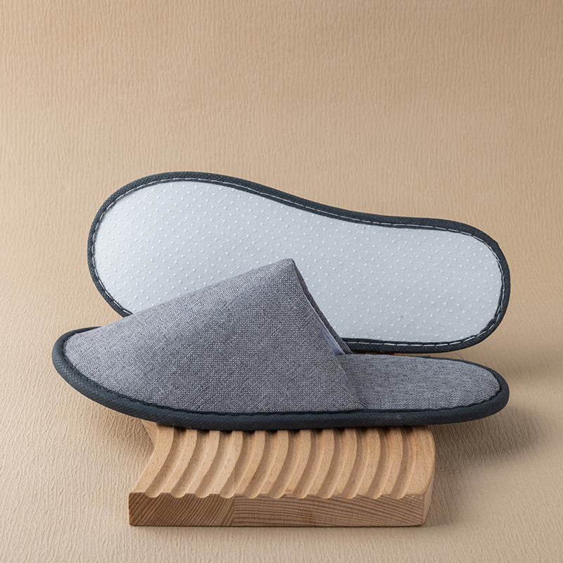 Disposable slippers, encrypted fine linen fabric, hotel and homestay summer hospitality anti-slip factory wholesale, customizable logo details Picture