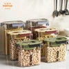 Sealed cans for kitchen storage of grains and cereals, food-grade transparent plastic cans for snacks, dry goods and tea details Picture