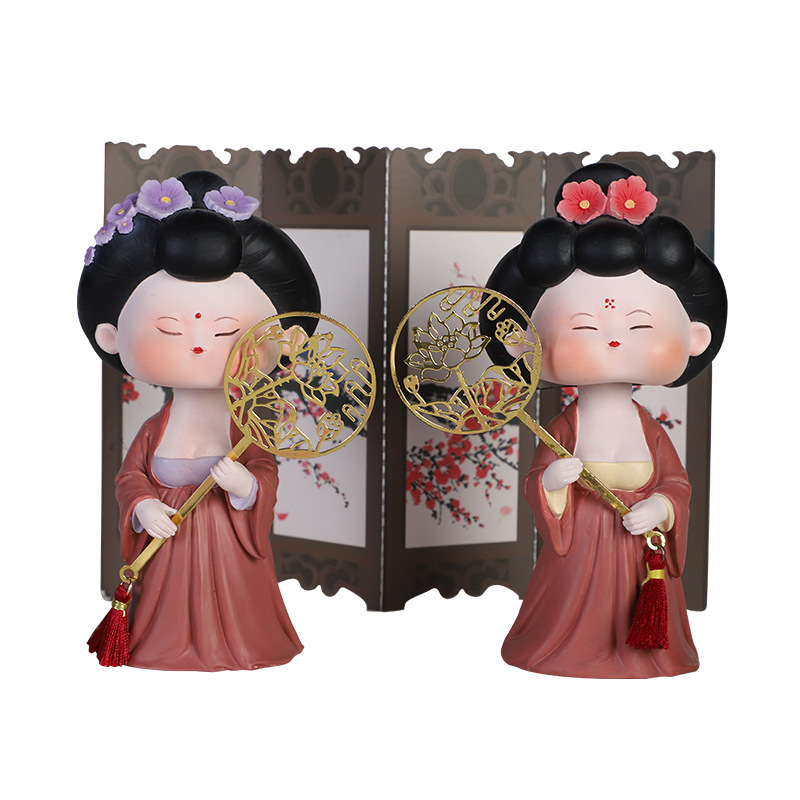 Tang Dynasty ladies' ancient-style car ornaments, shaking car ornaments, cultural and creative market sets, small ornaments, living room ornaments Item Picture