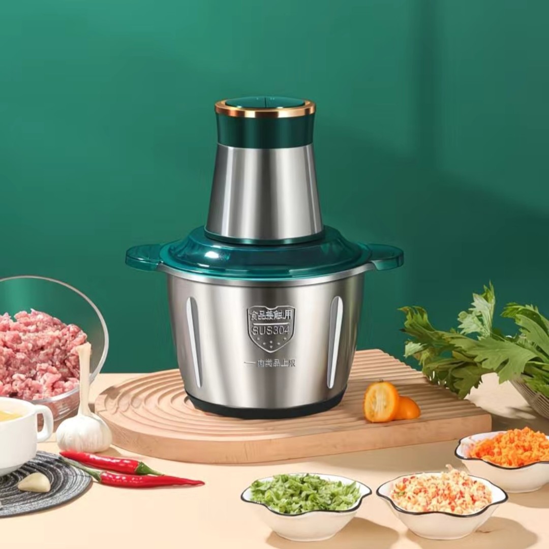 Wholesale of household multi-functional meat grinder, stainless steel large-capacity meat grinder, 2-liter and 3-liter stainless steel garlic minced meat grinder