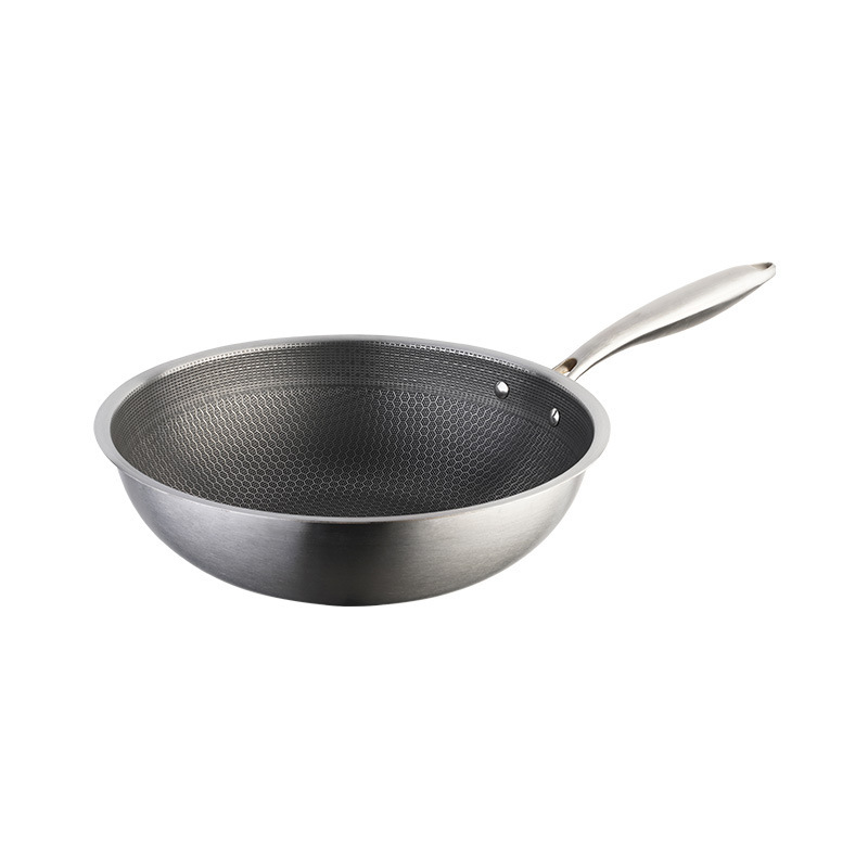 Cui Dahuang 316 stainless steel flat pan, honeycomb stainless steel wok, durable and multi-functional kitchenware and kitchen supplies Item Picture
