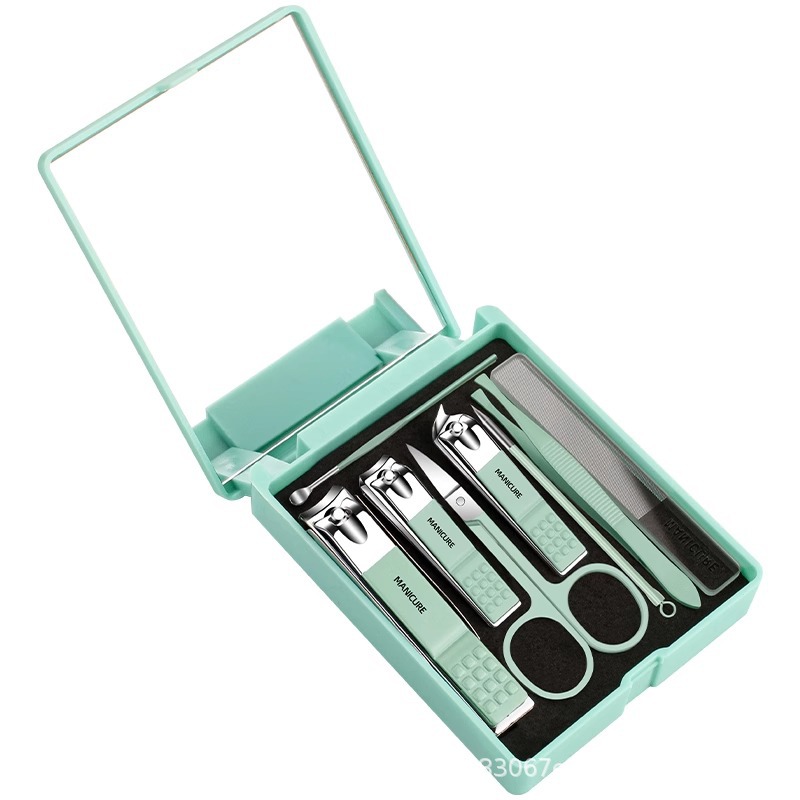 Nail clipper set, nail pliers, nail trimming, beauty care, makeup mirror tools, dormitory nail clippers, ear spoon set box Item Picture