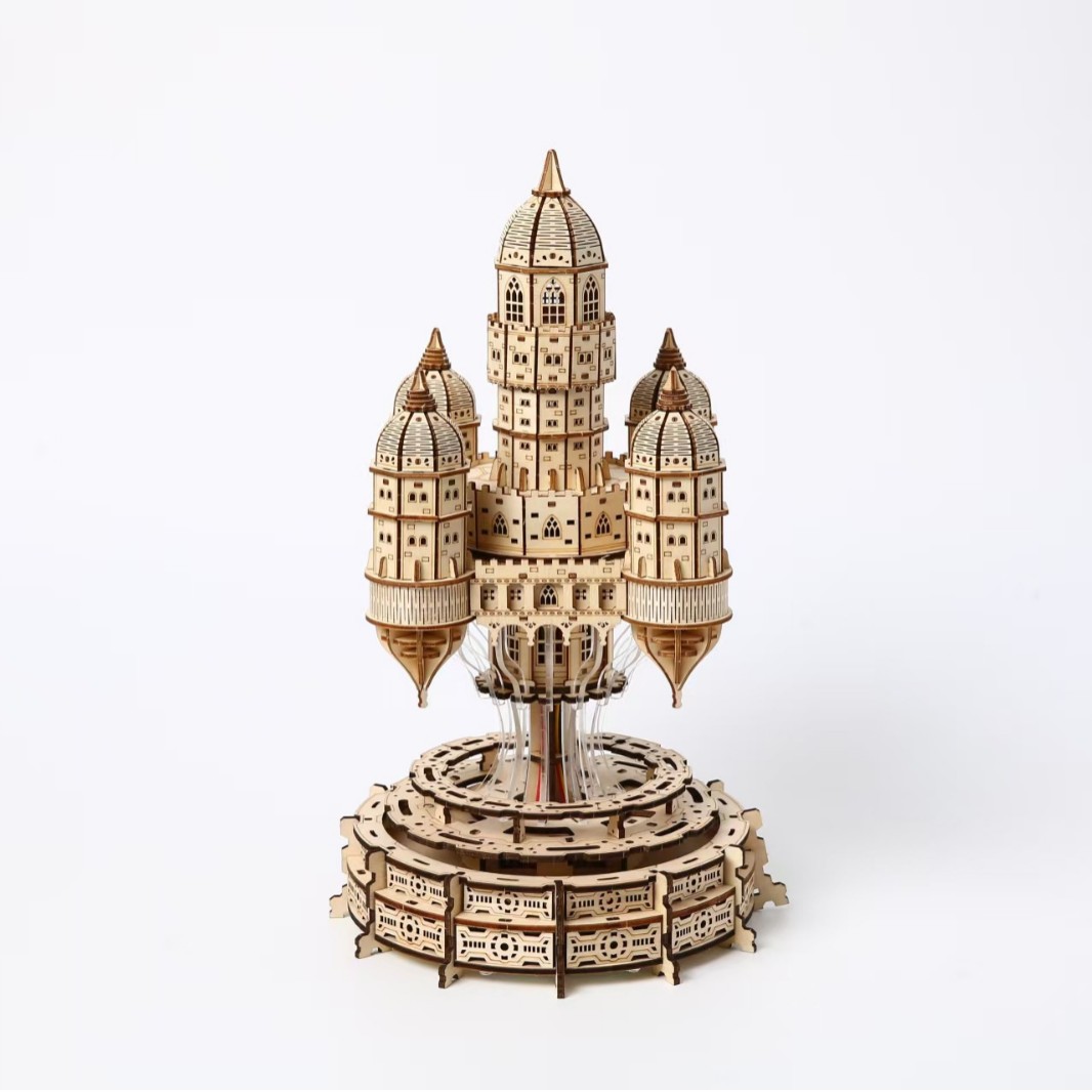 Cross-border bestseller "Sky City with Lights" 3D stereoscopic puzzle assembly wooden model educational toy creative display piece Item Picture