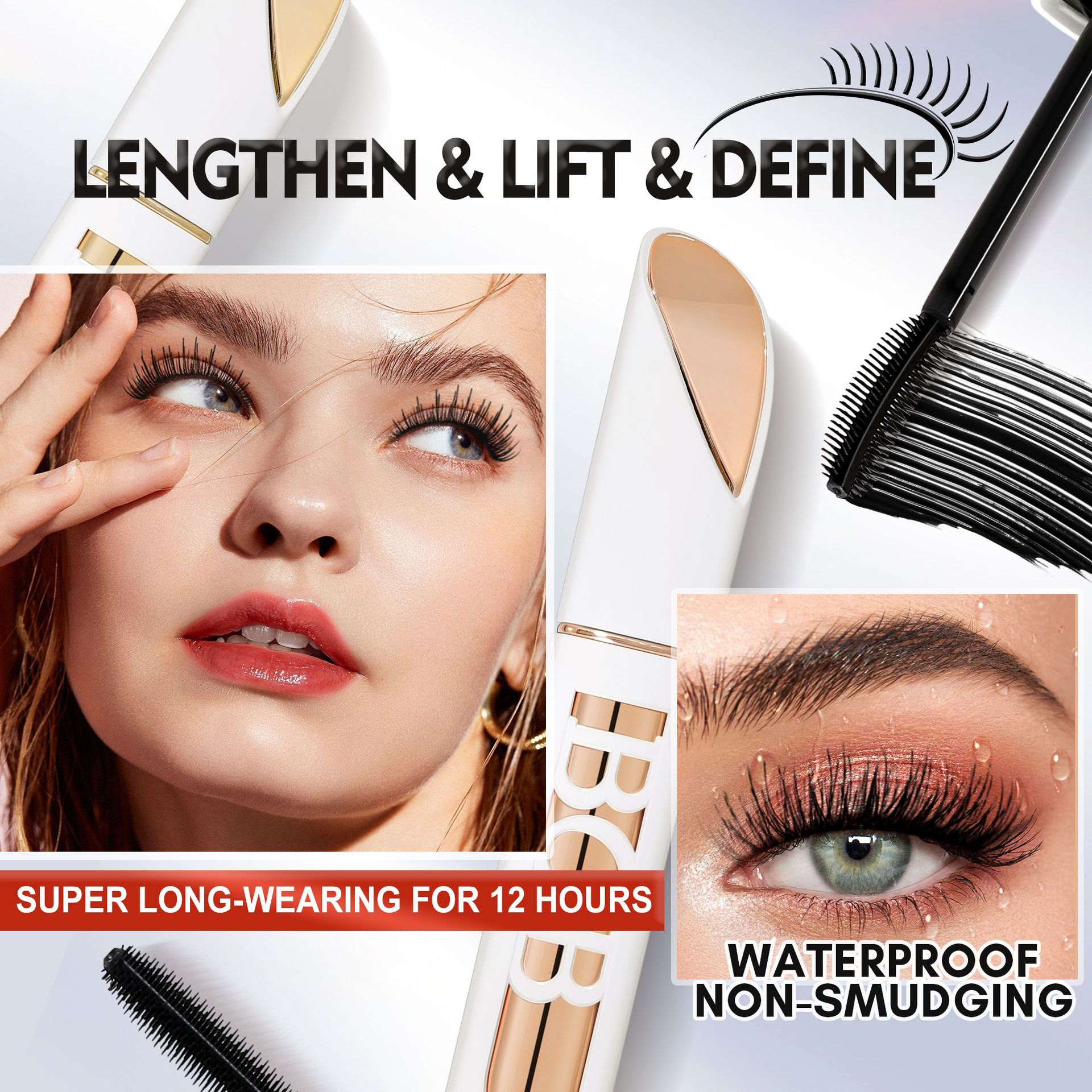 Cross-border bob base mascara is long and waterproof Item Picture