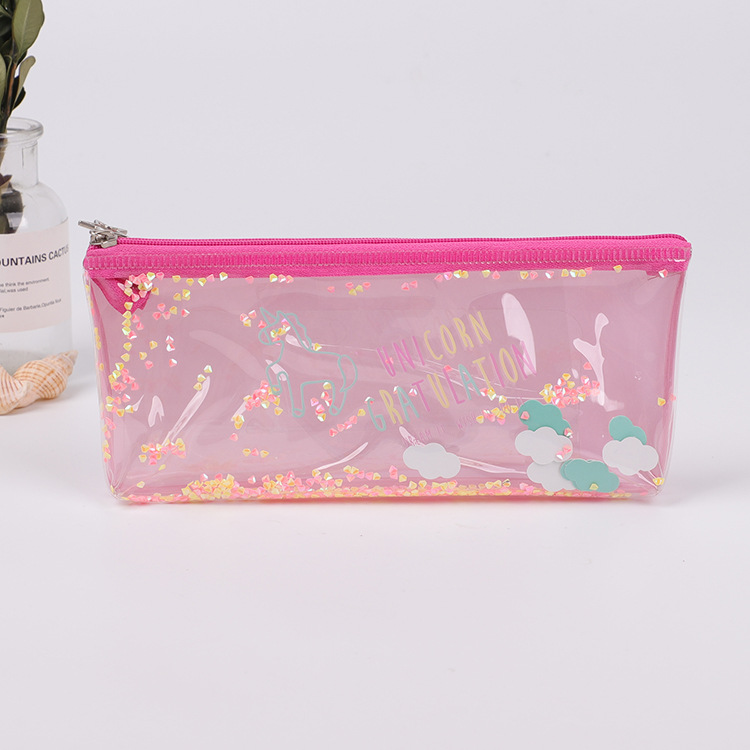 日系镭射流沙反光笔袋小清新学生文具袋少女心可爱系列铅笔袋定做产品图