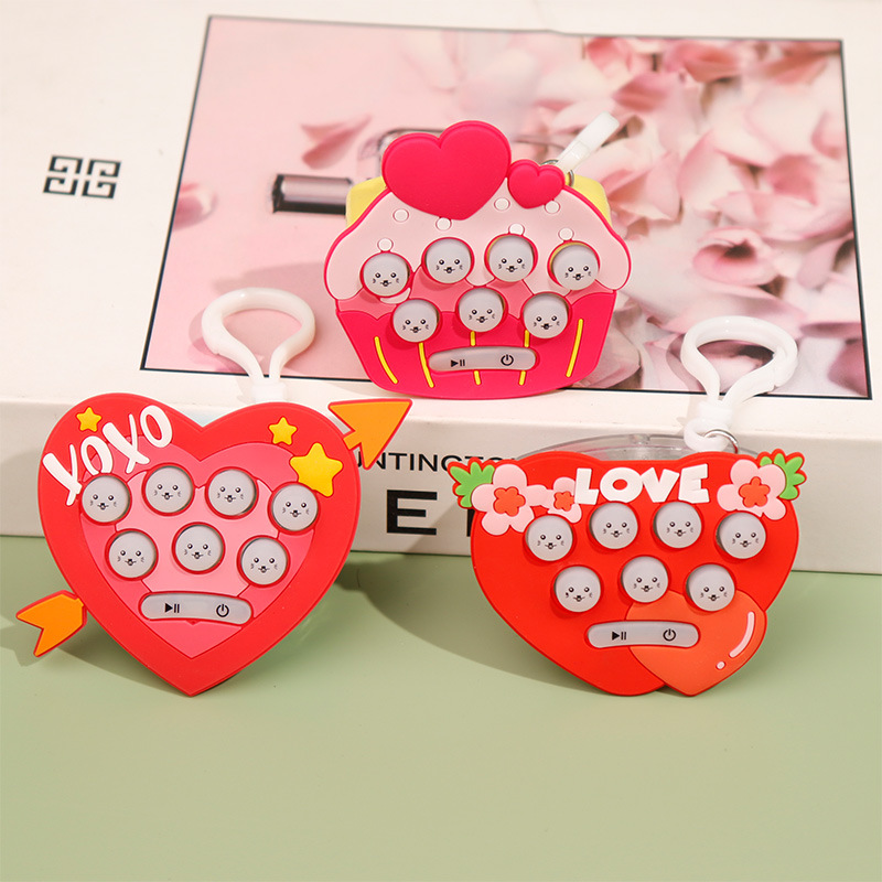 Mini handheld Whac-a-Mole game console, cartoon pattern Whac-a-Mole electronic light-emitting stress-relieving toy keychain details Picture