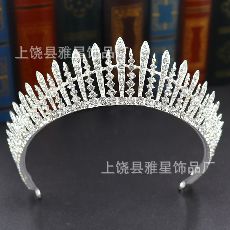Korean-style water diamond crown for export, rose gold bride wedding dress, wedding hair accessory, children's princess birthday crown Specification image