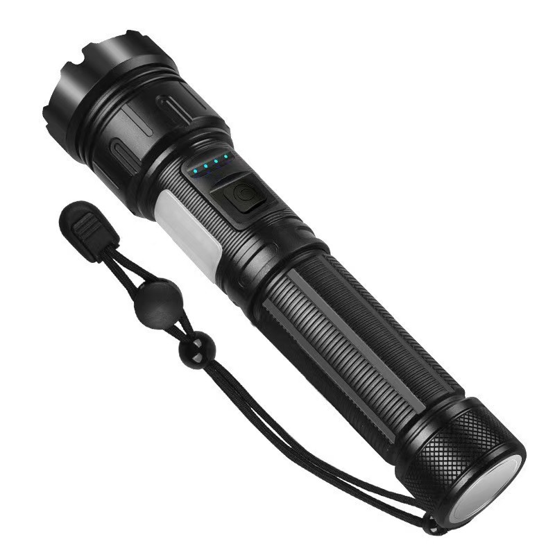跨境新款USB充电P50强光手电筒LED户外照明带磁铁COB侧灯户外强光