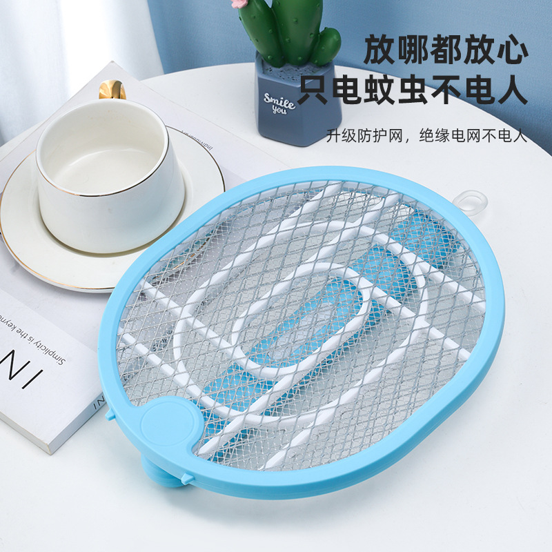 New folding electric mosquito swatter, four-in-one mosquito killer lamp, USB charging mosquito swatter, mosquito repellent device, household electric shock fly swatter M142 details Picture