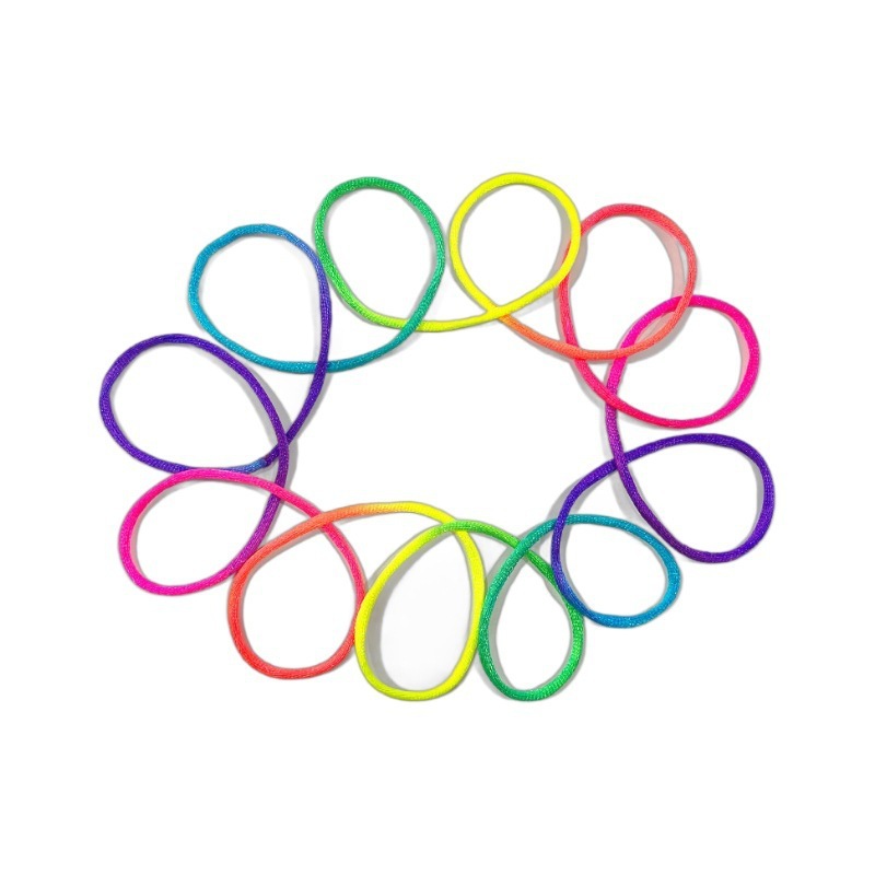 Seven-color woven flower rope, colorful flip flower rope, gradient thickening, professional student rainbow rope 8090, nostalgic toy Item Picture