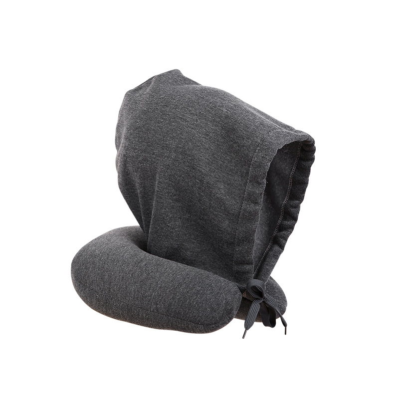 Warm hooded U-shaped pillow, neck pillow, portable foam particle pillow for outdoor travel, office sleep U-shaped pillow Item Picture