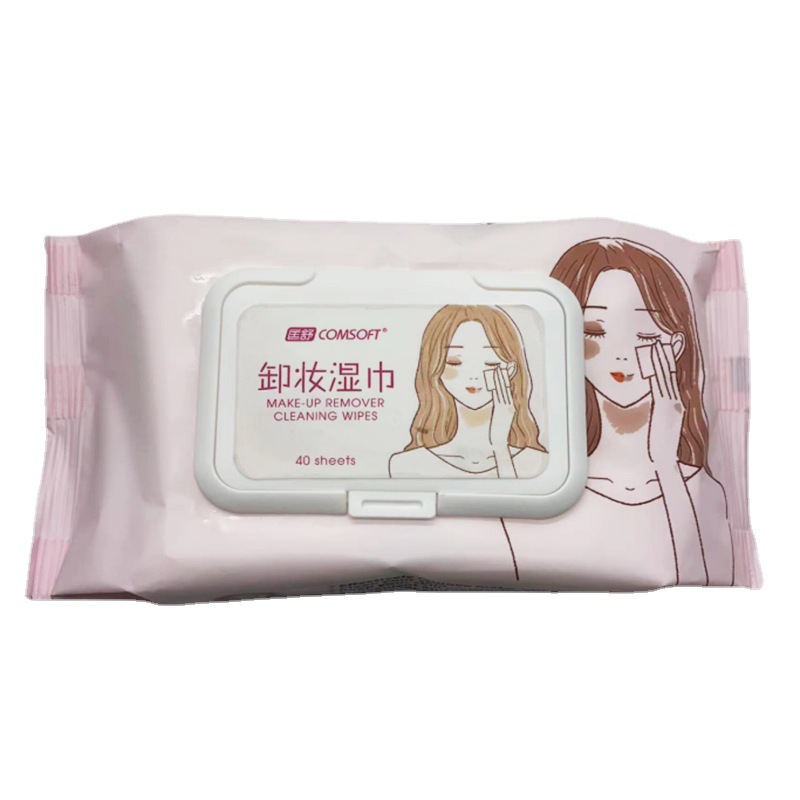 卸妆/肌倩卸妆湿巾白底实物图