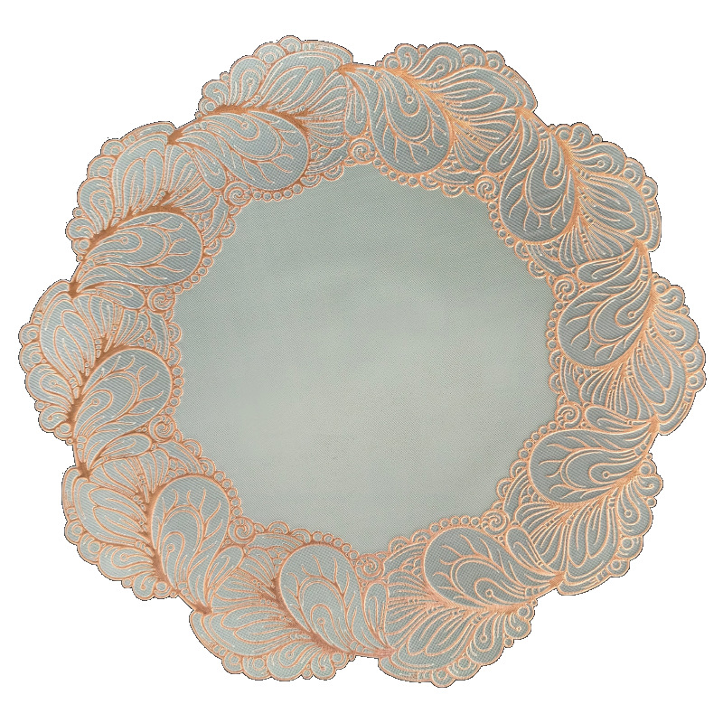 PVC lace gold-embossed round PVC placemats, simple European-style gold-embossed patterns, waterproof, oil-proof, anti-slip and heat-insulating table MATS Specification image