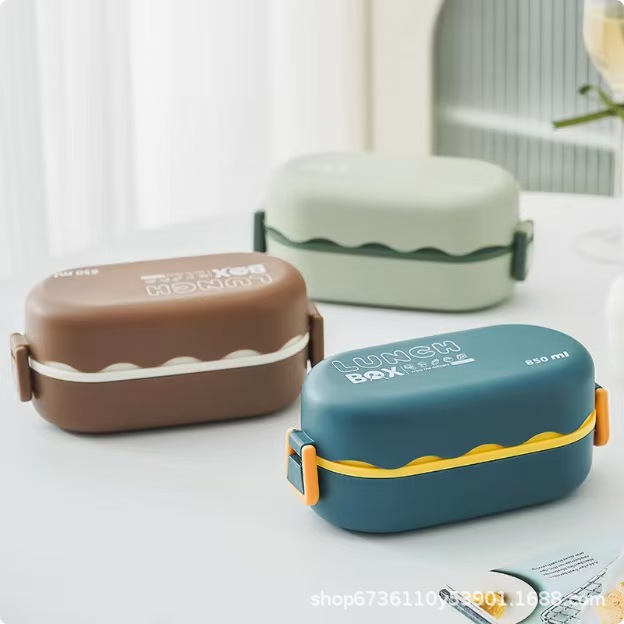 European-style double-layer plastic children's tableware, office worker and student lunch boxes, Japanese microwave oven bento boxes, pp plastic pies European-style double-layer plastic children's tableware, office worker and student lunch boxes, Japanese microwave oven bento boxes, pp plastic pies