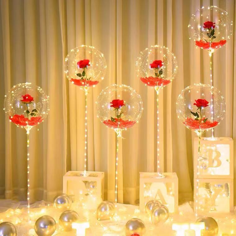 Glowing balloons, wedding room decoration, birthday arrangement, bouquets, bouncy balls, roses, romantic proposal Application Scenario