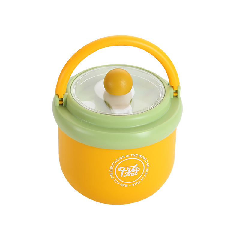 304 stainless steel portable milk cup with handle, covered spoon, breakfast cup, oat cup for students and office workers Item Picture