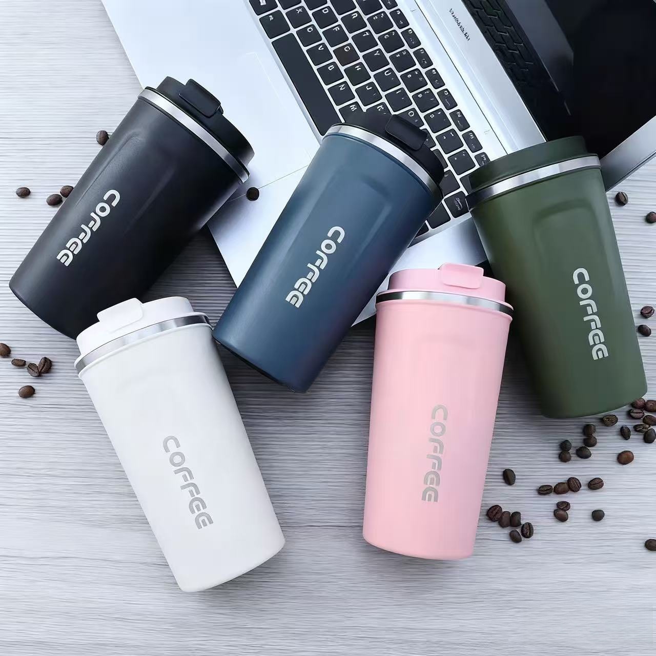 Cross-border 304 stainless steel second-generation coffee cup, vacuum portable insulated cup, creative and simple water cup, car-mounted