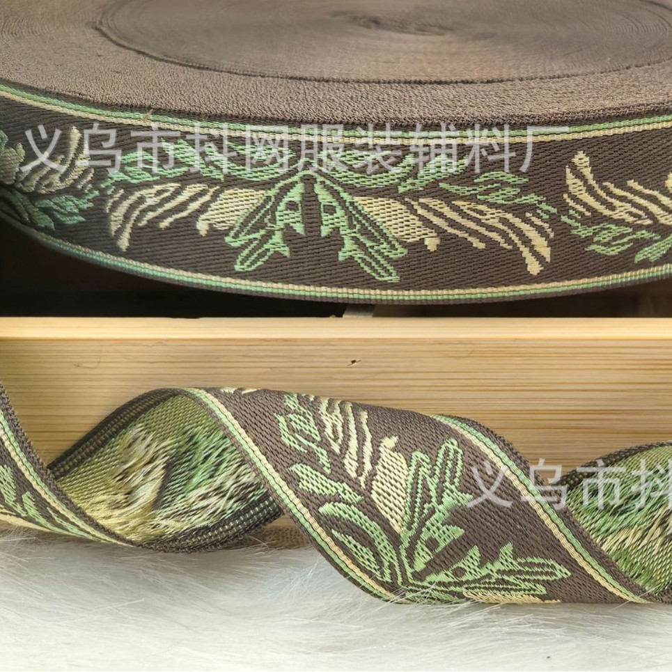 3.0cm Golden Wings Ethnic style jacquard embroidery webbing performance costume accessories gift box packaging tape in stock wholesale Specification image