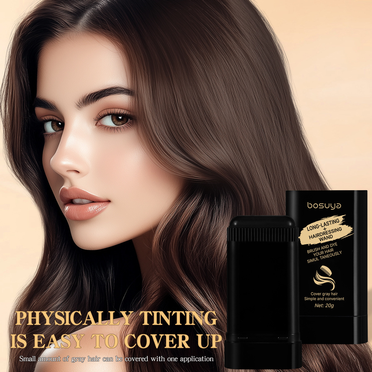 【 Cross-border Exclusive 】Bosuya Hair Care Stick Covers White Hair with a touch of black hair. Portable hair Cream stick for repairing and dyeing black hair details Picture